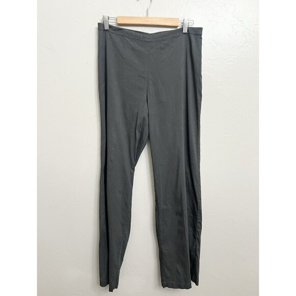 Eileen Fisher Pants Women Size 10 Medium Gray Linen Blend Straight Leg Tall - Picture 1 of 7